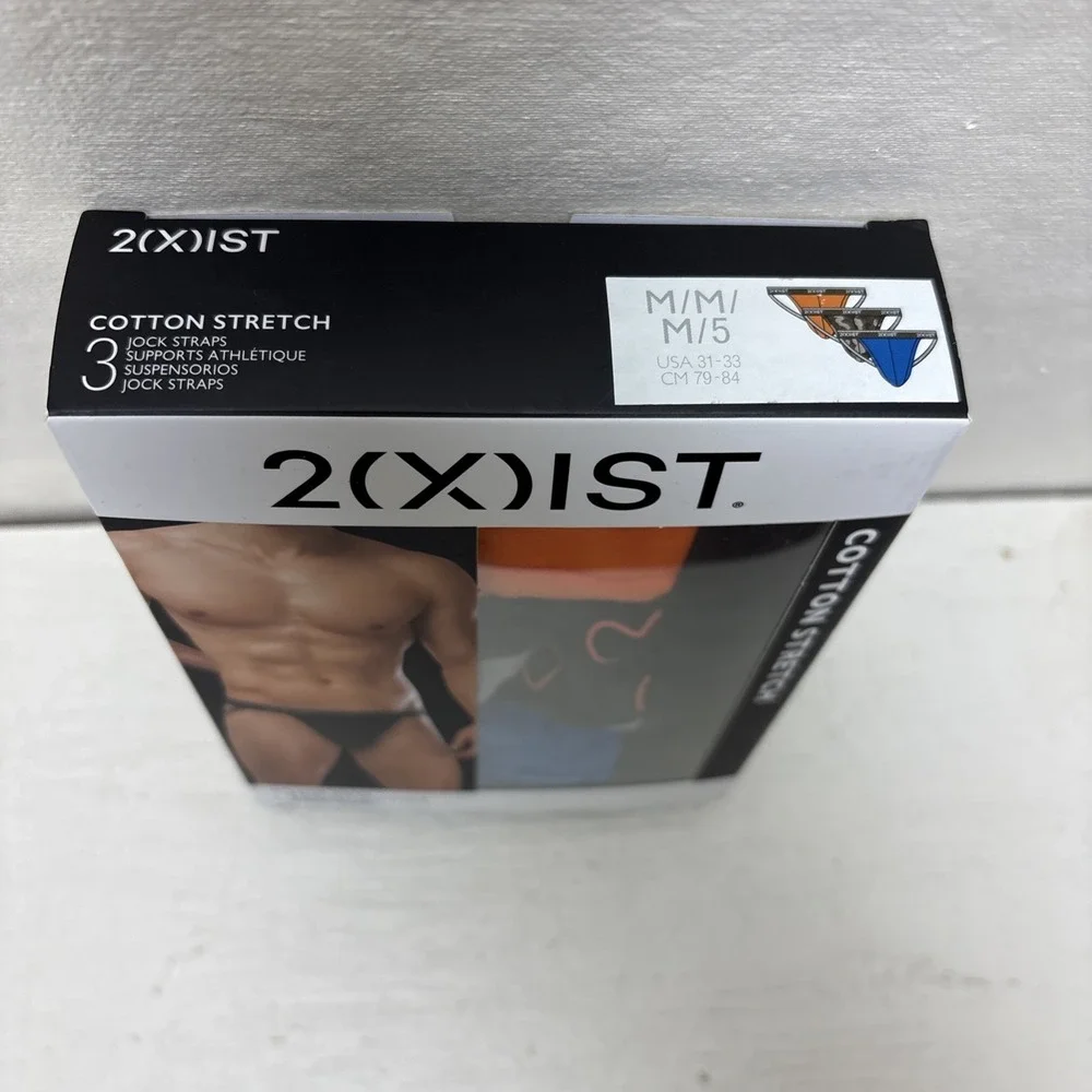 2(X)IST Mens Cotton Stretch Jock Straps 3-Pack Multicolor Athletic Support M
